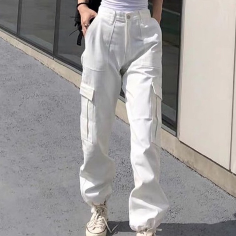 white cargo pants